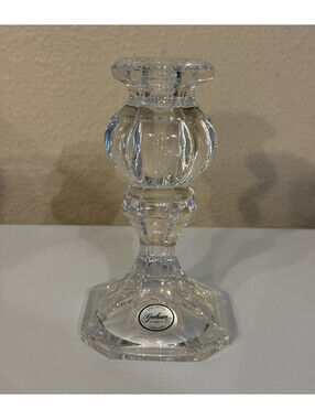Gorham Clear Crystal Candlestick, German, 5.5 in Tall Candle Holder